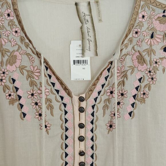 Aratta Silent Journey Valentina Embroidered Tunic Top Coverup XS Floral Boho NWT - Picture 4 of 16